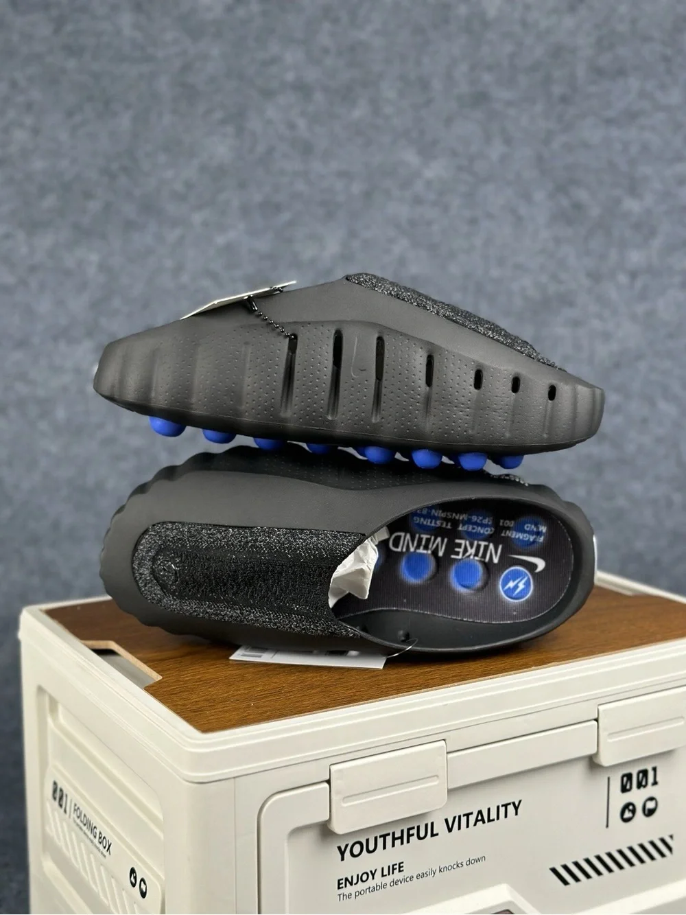 Nike x Fragment Design Mind 001 Black Recovery Slides IQ8502-001 Massage Slipper
